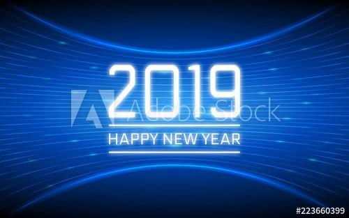 Dark Blue Lines Logo - Happy new year 2019 in abstract technology curve lines pattern and ...