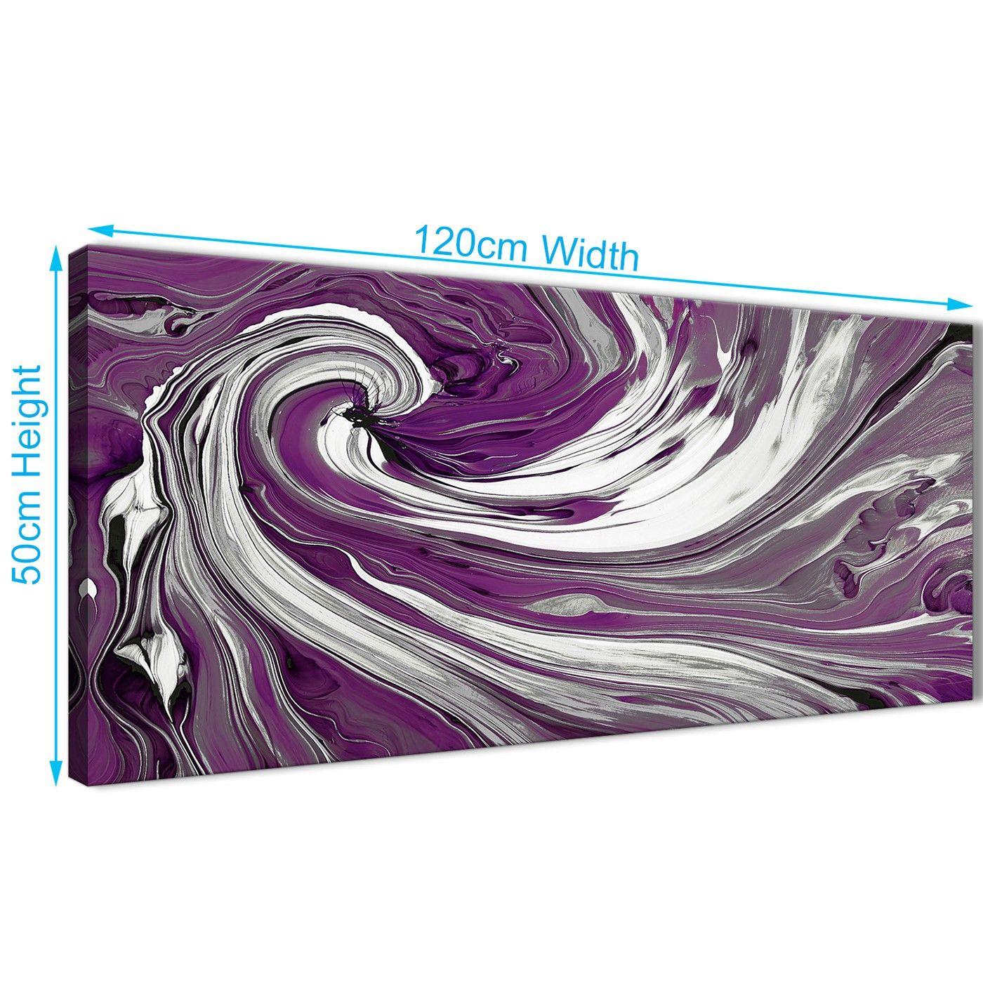Purple Swirls and White Logo - Purple White Swirls Modern Abstract Canvas Wall Art - 120cm Wide - 1353
