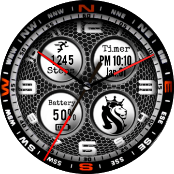 Red White Compass Logo - lion compass red white 12h for G Watch R - FaceRepo