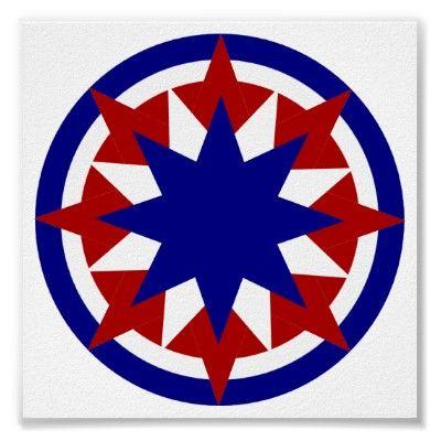 Red White Compass Logo - Red white and blue compass rose star design. Each of the stars is a ...