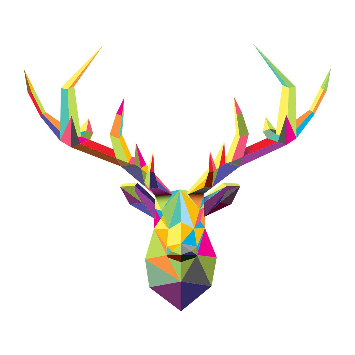 Deer Face Logo - Deer Face Sticker of Modern