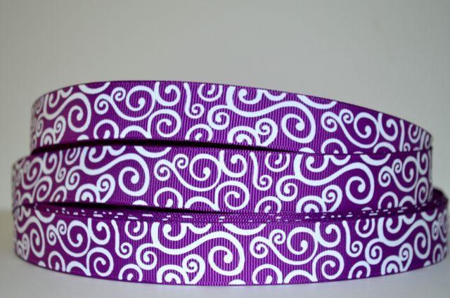 Purple Swirls and White Logo - 1 Yd 7/8