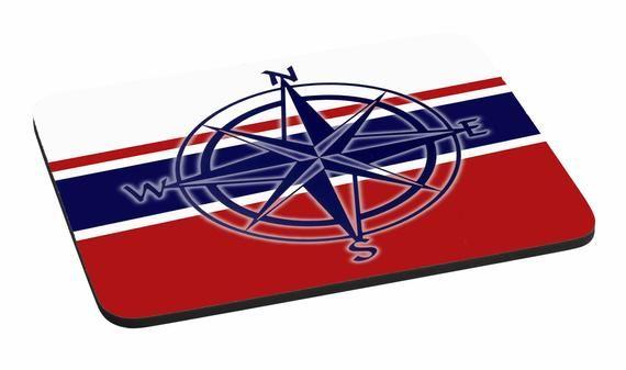 Red White Compass Logo - Mousepad Compass Rose Red White and Blue Strips Nautical | Etsy