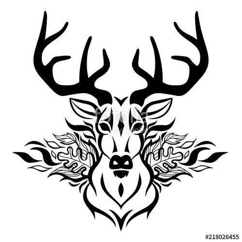 Deer Face Logo - Vector Beautiful Deer Face Tattoo Sketch Or Template For T Shirt