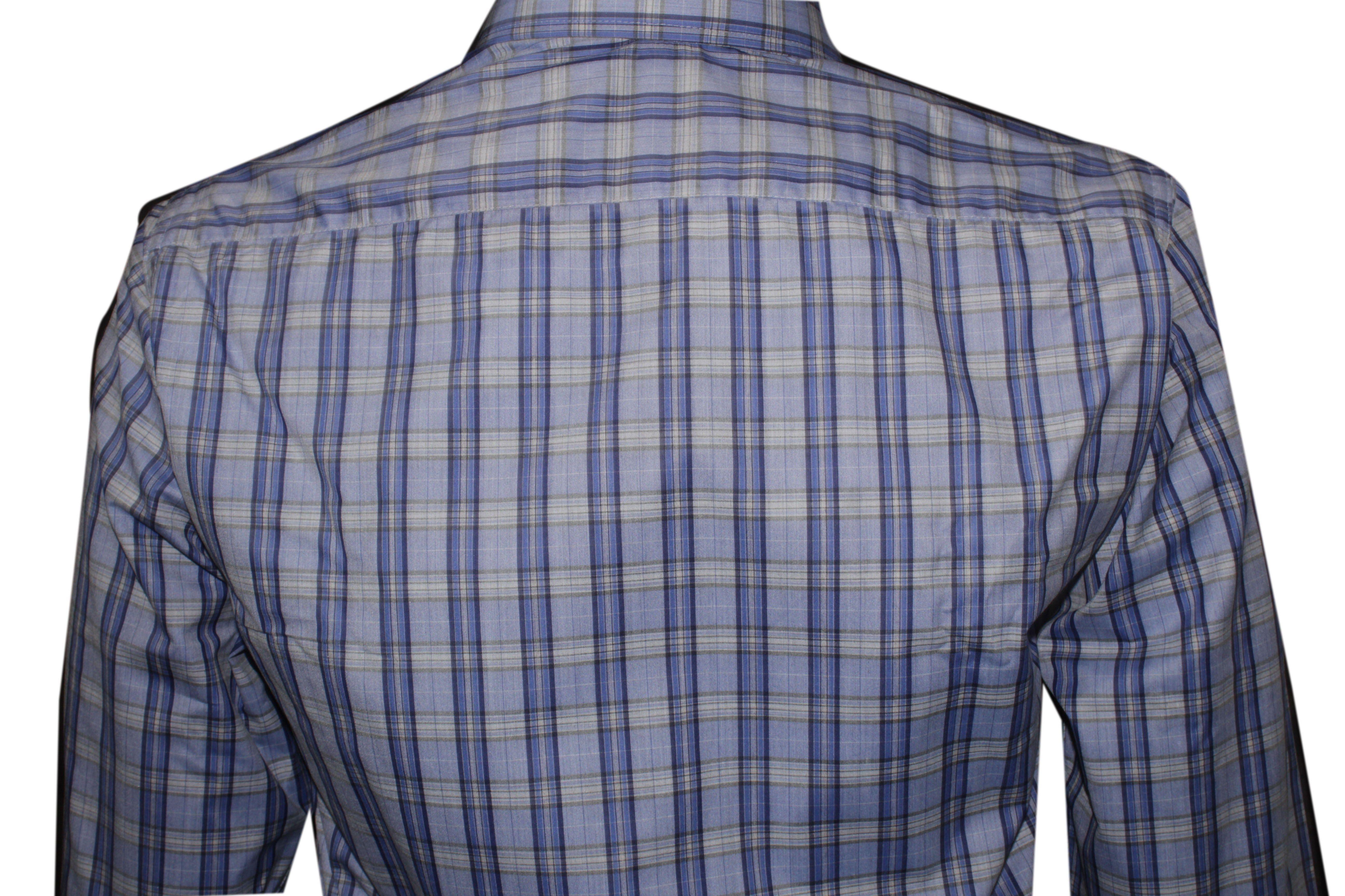 Dark Blue Lines Logo - Gents Formal Shirt Light Blue With Dark Blue Lines