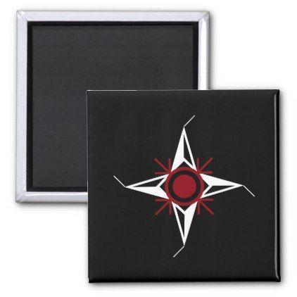 Red White Compass Logo - white - #Red White Compass Arrow Star Modern Simple Lines Magnet ...