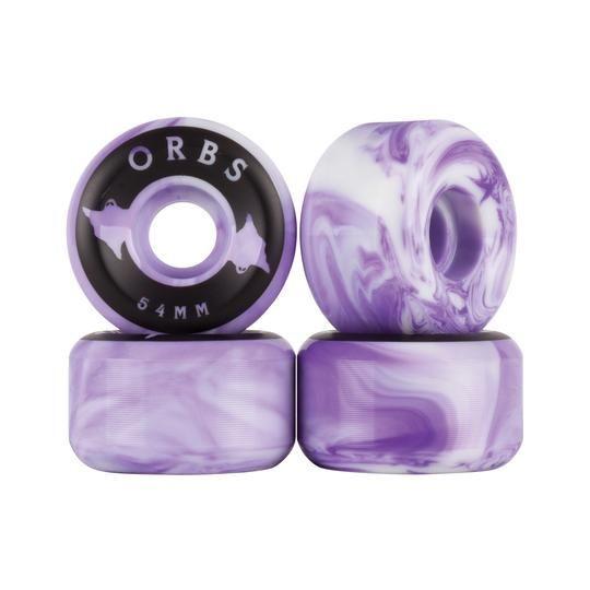 Purple Swirls and White Logo - Welcome Skateboards Orbs Specters Swirls Purple/White 54mm - APB ...