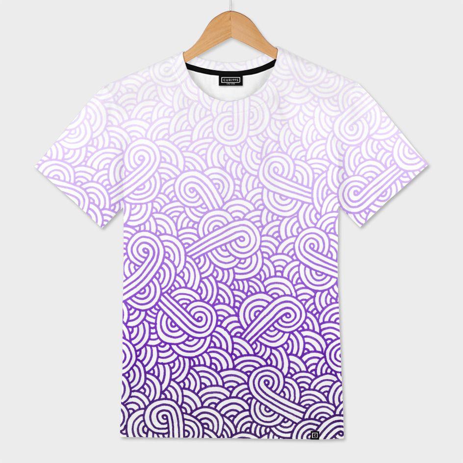 Purple Swirls and White Logo - Gradient Purple And White Swirls Doodle Men's All Over T Shirt