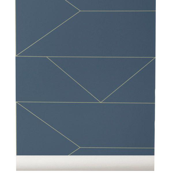 Dark Blue Lines Logo - Ferm Living Lines wallpaper, dark Blue. Finnish Design Shop