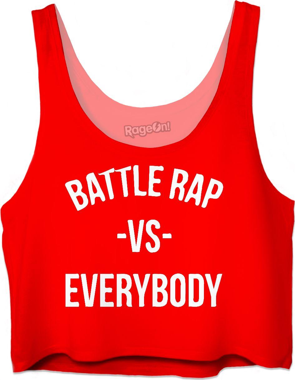 Red White and vs Logo - Ladies Battle Rap Vs Everybody Crop Top / White