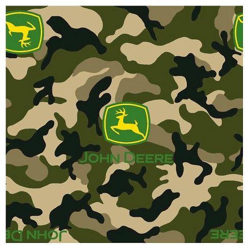 John Deere Camo Logo - John Deere Logo On Camo Fleece Fabric