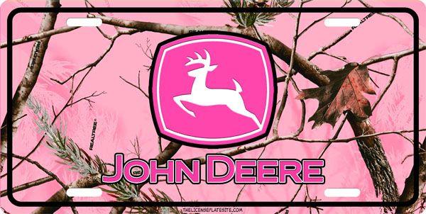 John Deere Camo Logo - John Deere Pink Camo License Plate, License Plate, License Tag