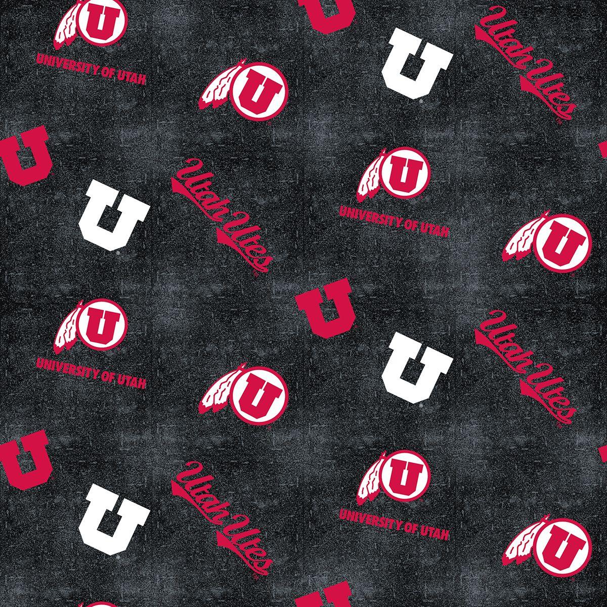 And U of U Mascot Logo - University of Utah Flannel Fabric with Distressed Ground and logo ...
