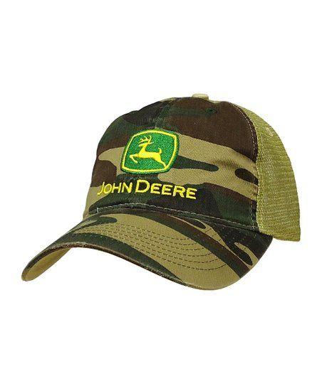 John Deere Camo Logo - Tan Camo John Deere Logo Trucker Cap