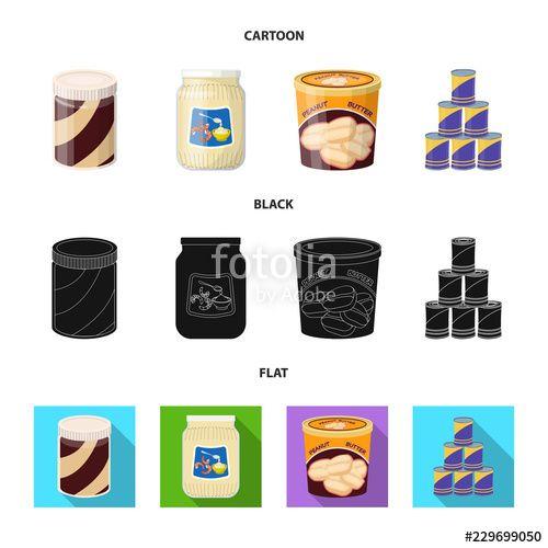 Can Food Logo - Isolated object of can and food logo. Collection of can and package ...