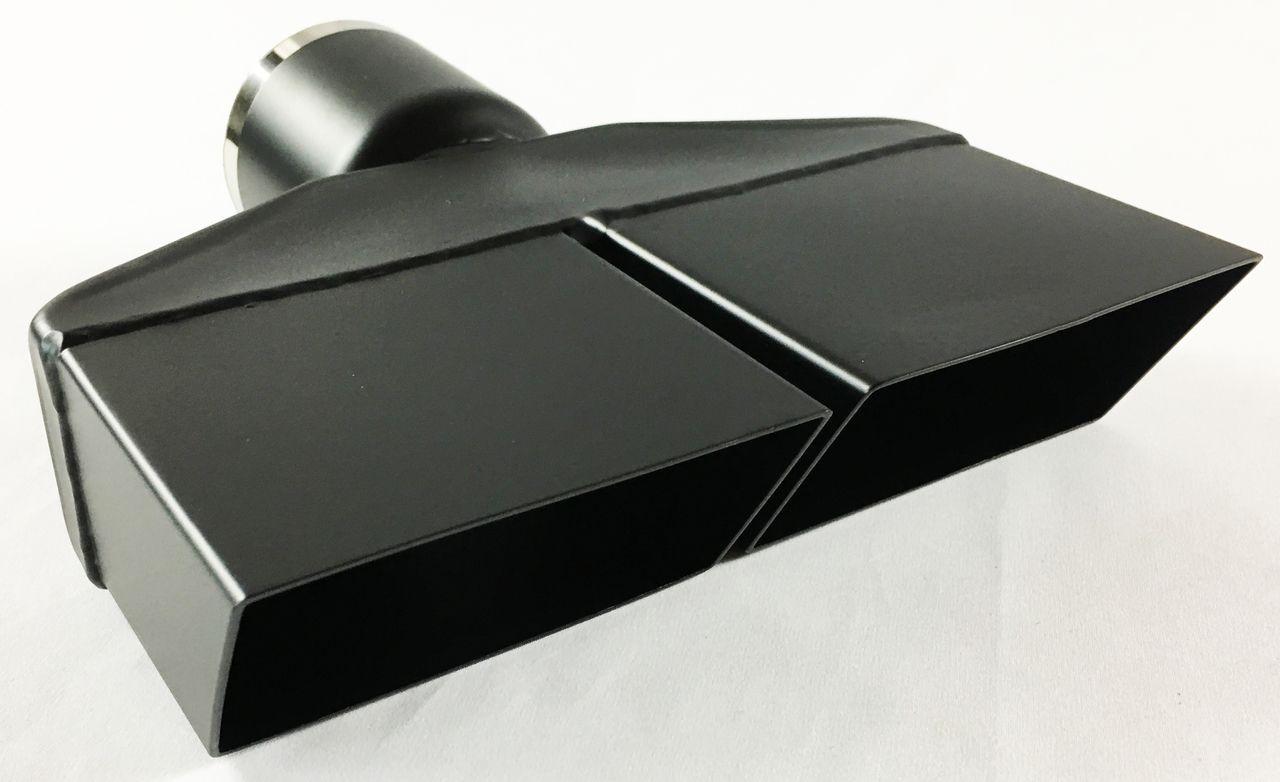 Split Black Rectangle Logo - Exhaust Tip 2.50 in Inlet 8.25 X 2.25 Rectangle 8.25 in Lg Dual
