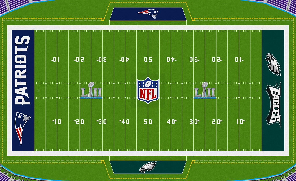 Patriots End Zone Logo - Uni-Watch Super Bowl Field Design Review : nfl
