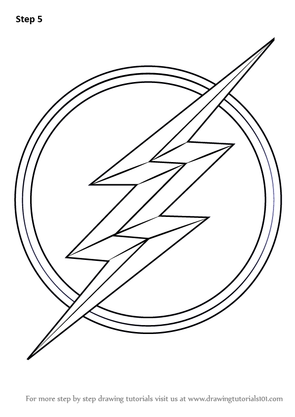 White Flash Logo - Learn How to Draw The Flash Symbol (The Flash) Step