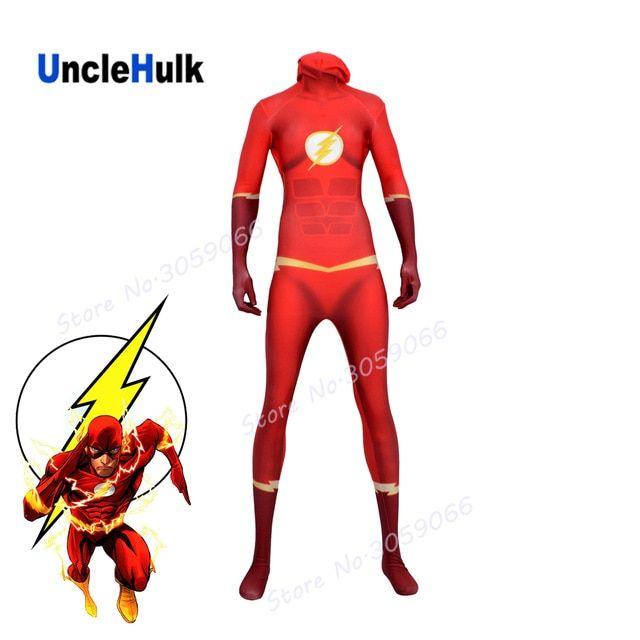 Red Suit Logo - The Flash Justice League Zentai Lycra Cosplay Costume red suit with ...