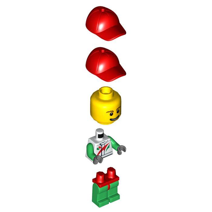 Red Suit Logo - LEGO Race car mechanic in Octan logo suit with red cap Minifigure ...