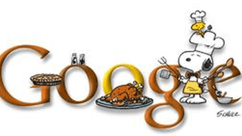 Go Google Logo - Thanksgiving Google Logo 2009: Snoopy and Woodstock Go Peanuts for ...