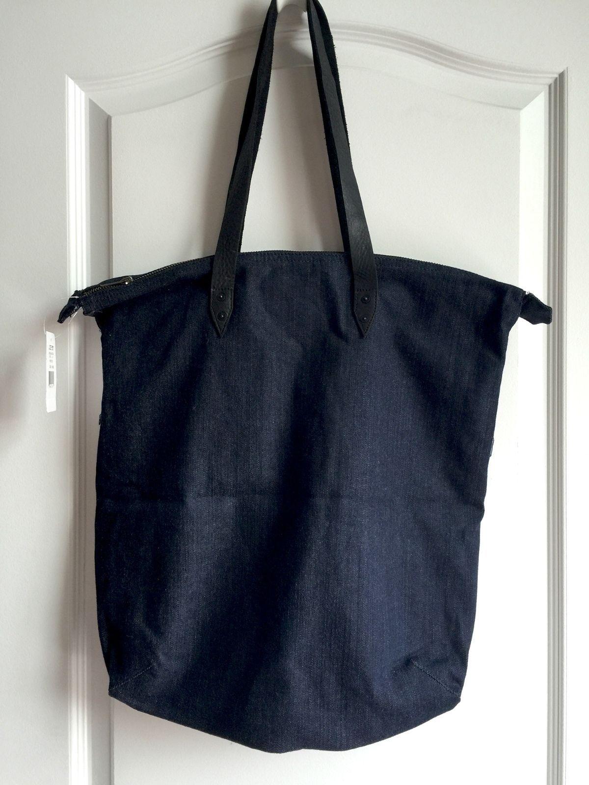 Blue Jean Recycle Logo - Joe's Jeans Dark Blue Denim Recycle Tote SHOPPER Bag With Leather ...