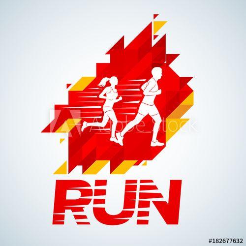 Sport Red Logo - Vector template red colored emotions strips running man design ...