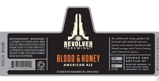Revolver Beer Logo - NV Revolver Brewing Blood and Honey American Ale Beer,. tasting