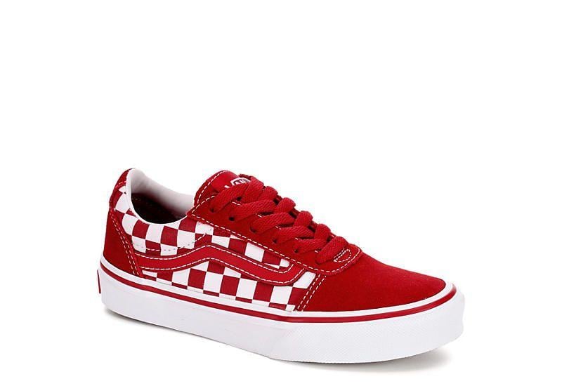 Checkerd Vans Red Logo - Red Checkered Vans Ward Boys' Low Top Sneakers | Rack Room Shoes