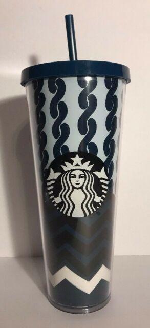 Large Starbucks Logo - Starbucks Logo Tumbler Straw Cup Plastic Navy Blue Chevron Large ...