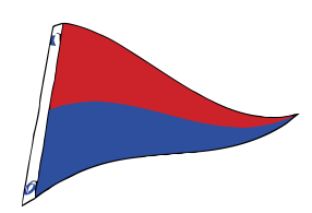 Red Triangle Flag Logo - 2' x 3' Red & Blue Nylon Triangle Flag