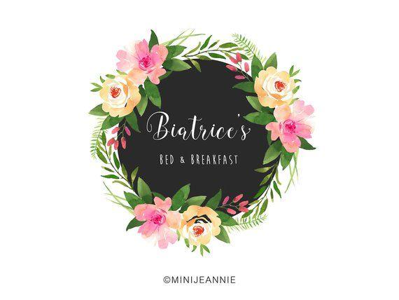 Rustic Wreath Free Flower Logo - Floral Wreath Logo-Circle Logo-Round Logo-Rustic Flower | Etsy