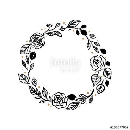 Rustic Wreath Free Flower Logo - Floral rustic rose wreath for wedding invitation template design ...