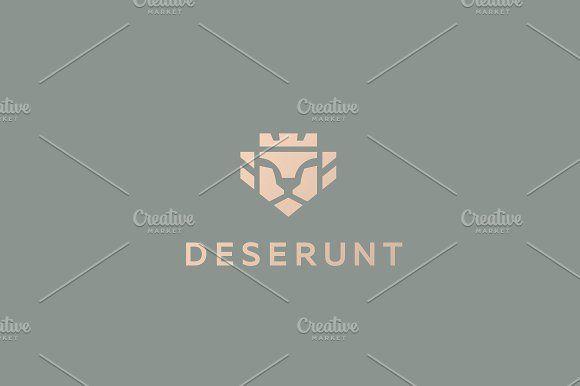 Lion Crown Logo - Lion face crown logo design. Universal premium vector logotype