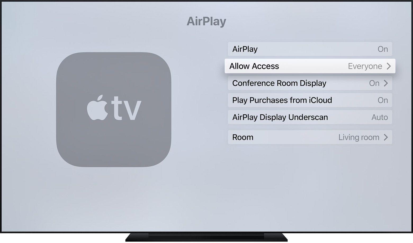 Apple Settings Logo - Manage AirPlay settings on your Apple TV
