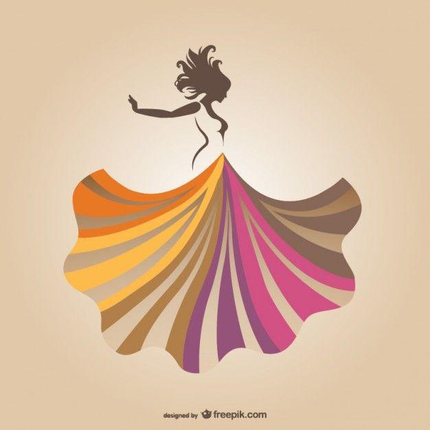 Colorful Clothing Logo - Dancing woman with colorful skirt Vector | Free Download