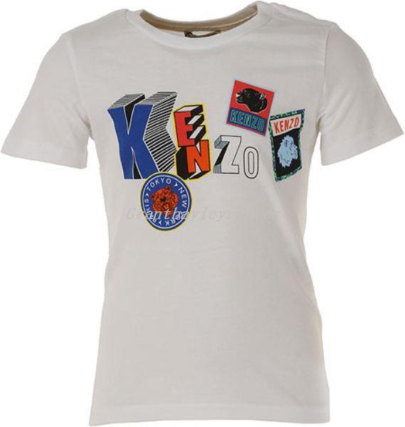 Colorful Clothing Logo - Colorful White Blue Short Kid Kenzo Sleeves Logo On Front Business ...