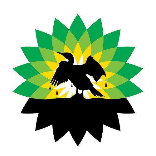 British Petroleum Logo - The green and yellow symbol behind the bird is the British Petroleum