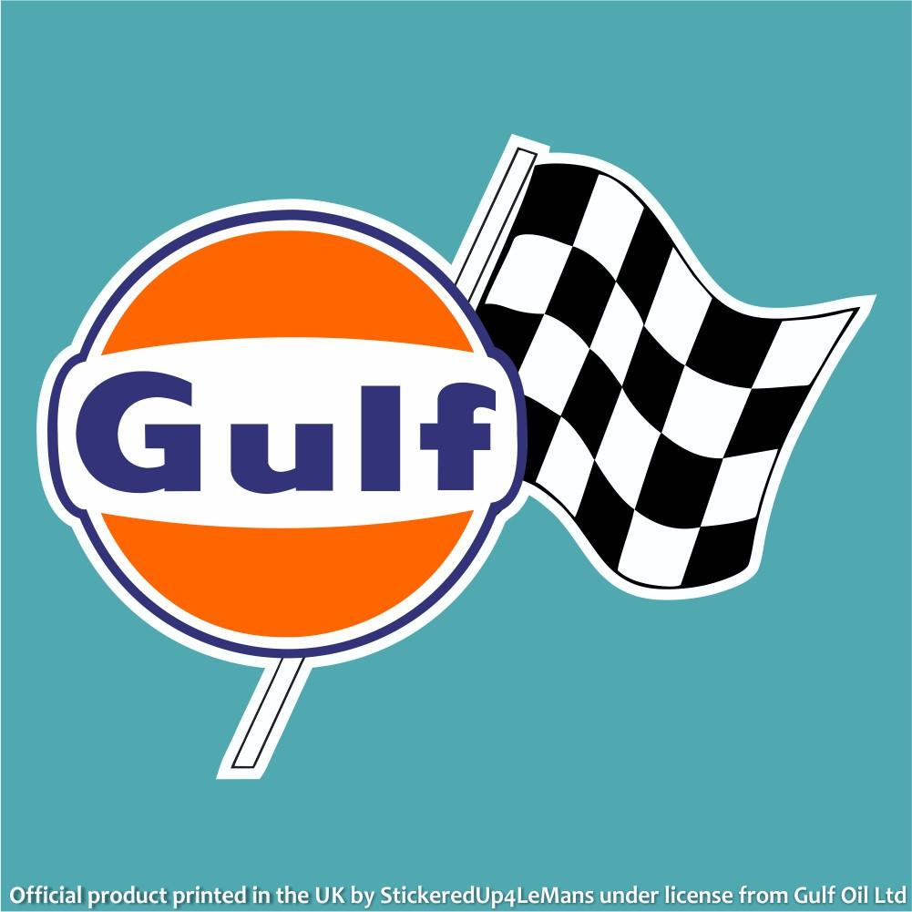 Gulf Logo - Gulf Chequered Flag Logo Decal - StickeredUp4LeMans