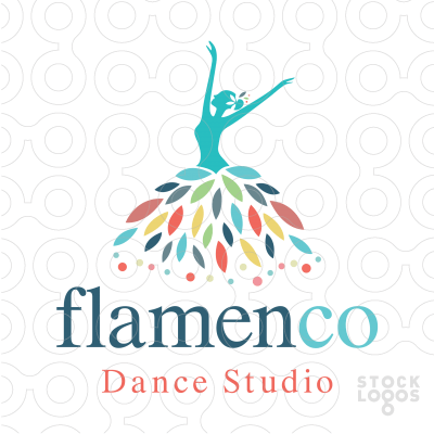 Dance Flower Logo - Beautiful, elegant logo design of a dancing woman figure wearing a