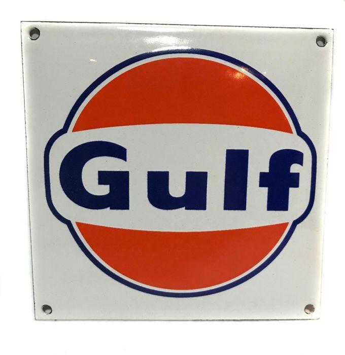 Gulf Logo - Gulf Logo Enamel Sign 12 x 12 cm