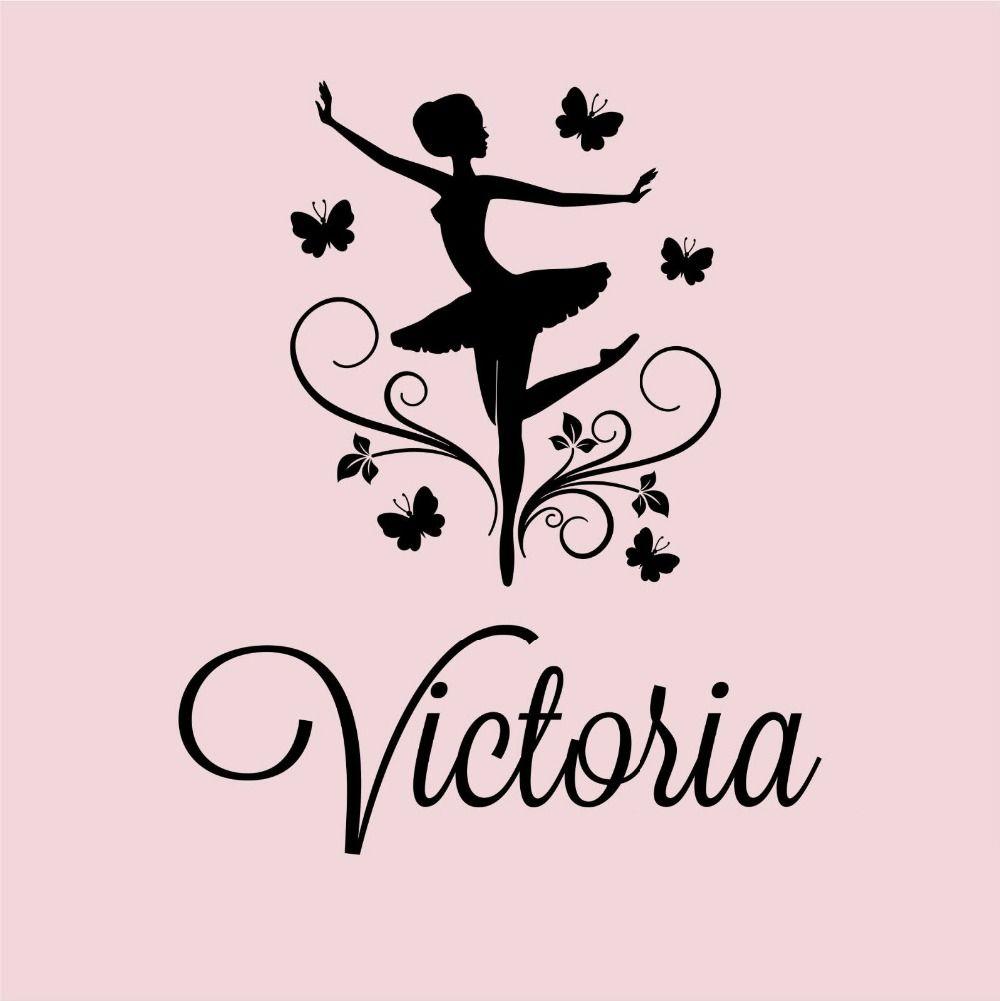 Dance Flower Logo - Personalized Name Ballet Ballerina Butterflies Flower Dance Vinyl ...