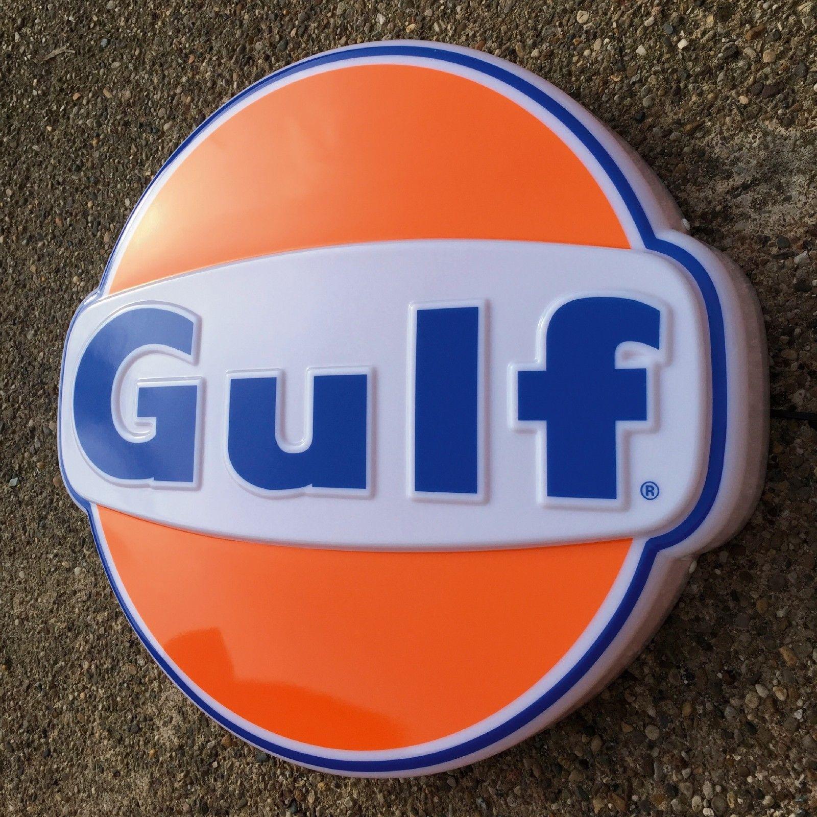 Gulf Logo - GULF LOGO PETROL GASOLINE LED LIGHT BOX GARAGE GAS OIL ADVERTISING
