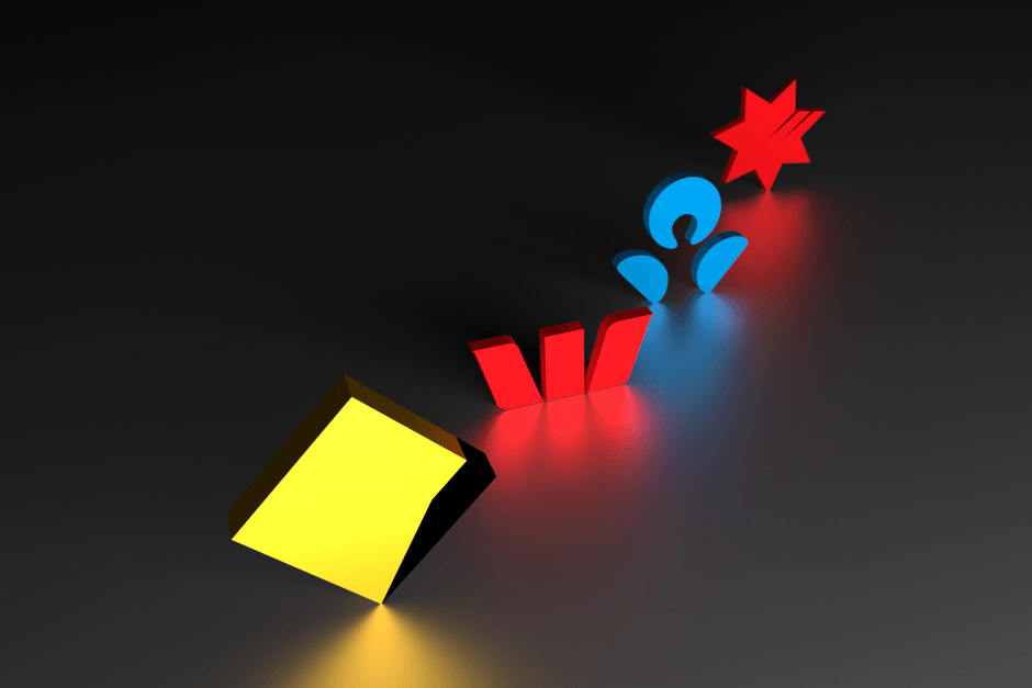 Red and Yellow Bank Logo - The Big Four bank logos (Australian Broadcasting Corporation)