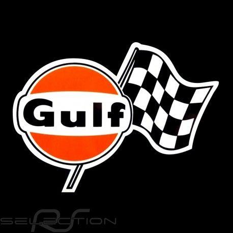 Gulf Logo - Gulf logo with checkered flag sticker 13.5 x 10 cm