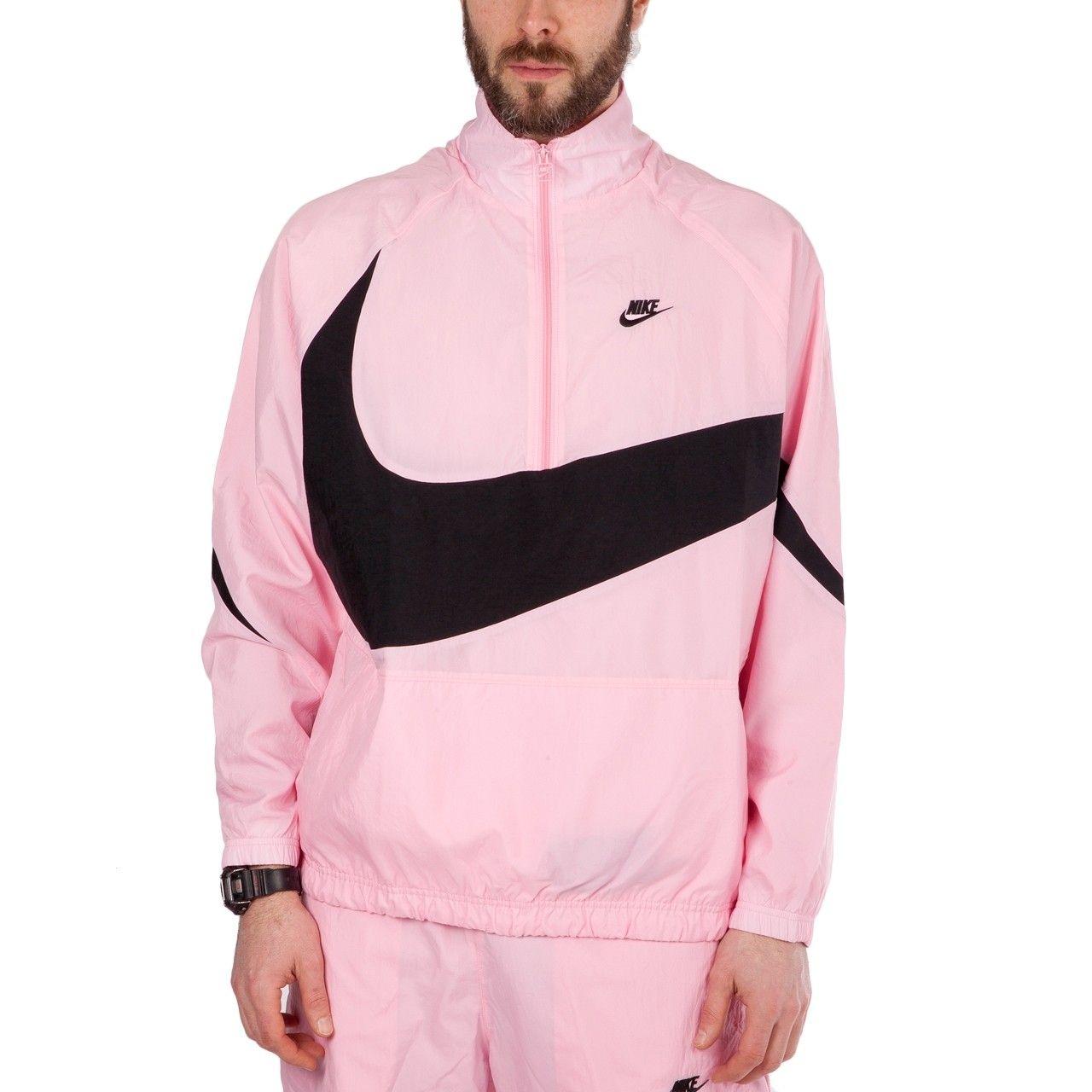 Pink and Black Nike Logo - Nike NSW Swoosh Woven Halfzip Jacket (Pink / Black) AJ2696-686