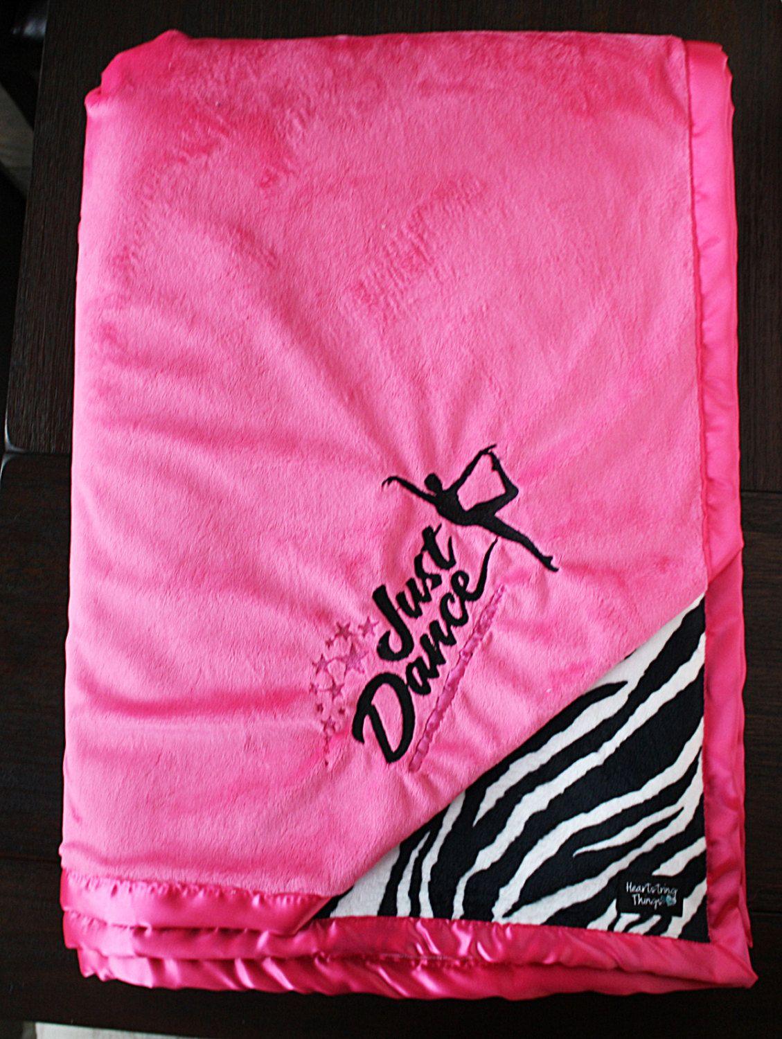 Hot Pink Company Logo - Custom Minky Blanket, Zebra Print, Personalized, Hot pink and black