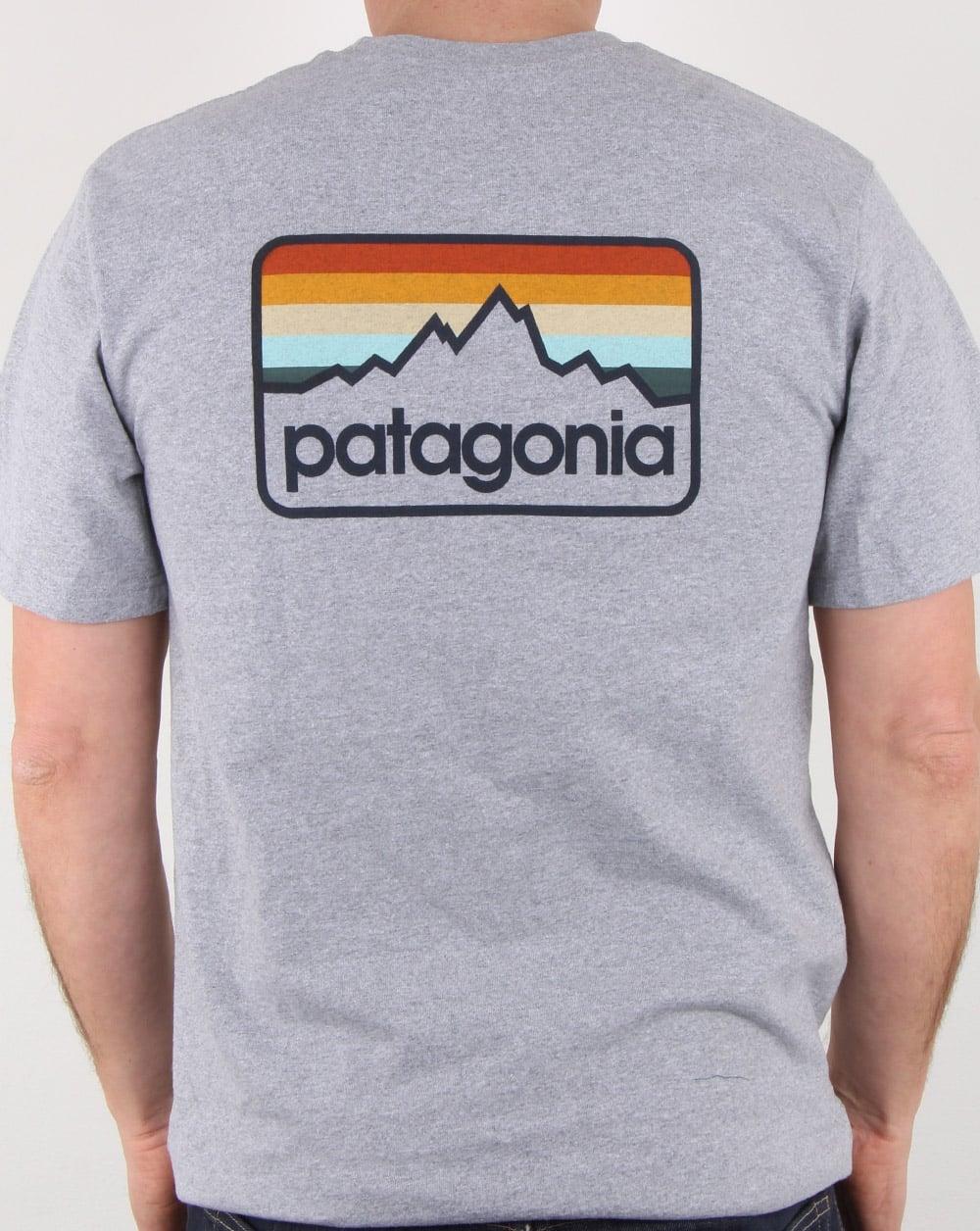 Gray Line Logo - Patagonia Line Logo Badge Responsili-tee Drifter Grey, Men, Tee, Crew