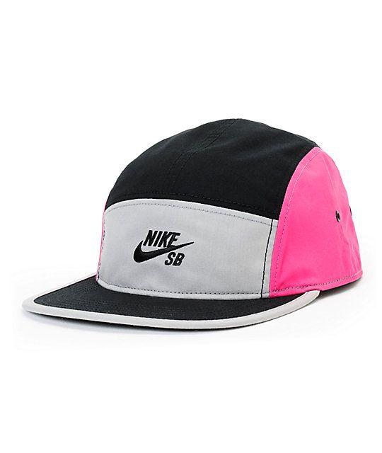 Pink and Black Nike Logo - Nike SB Blockbuster Black, Grey, & Pink 5 Panel Hat | Zumiez