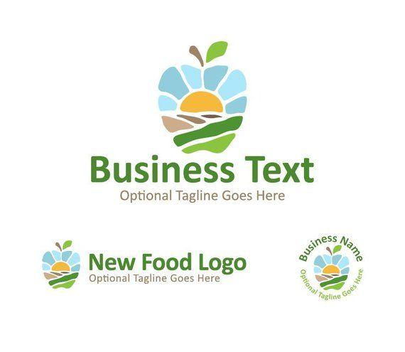 Custom Food Logo - Apple Logo Premade Logo Sun Logo Custom Logo Design Food